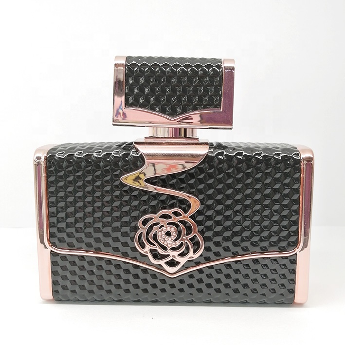 BY0153 Yiwu brilliant superb rose gold leather perfume glass bottle