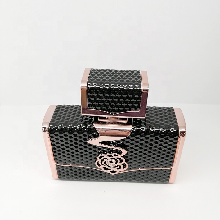 BY0153 Yiwu brilliant superb rose gold leather perfume glass bottle