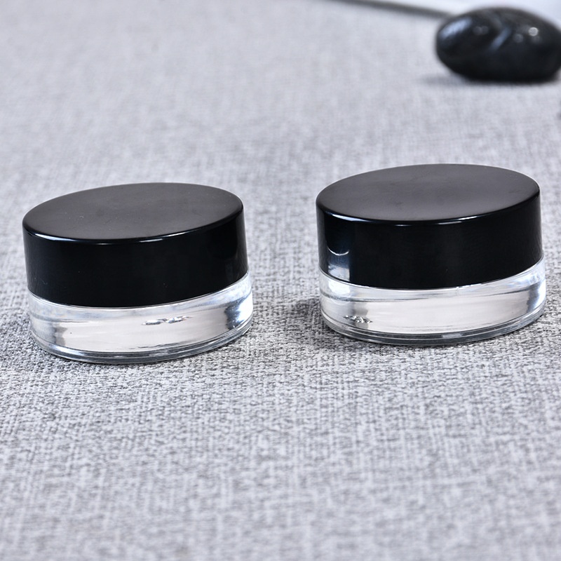 Baish Child Resistant Black Lid 5ml 10ml 15ml Clear Glass Jars For Cream Wax Concentrate