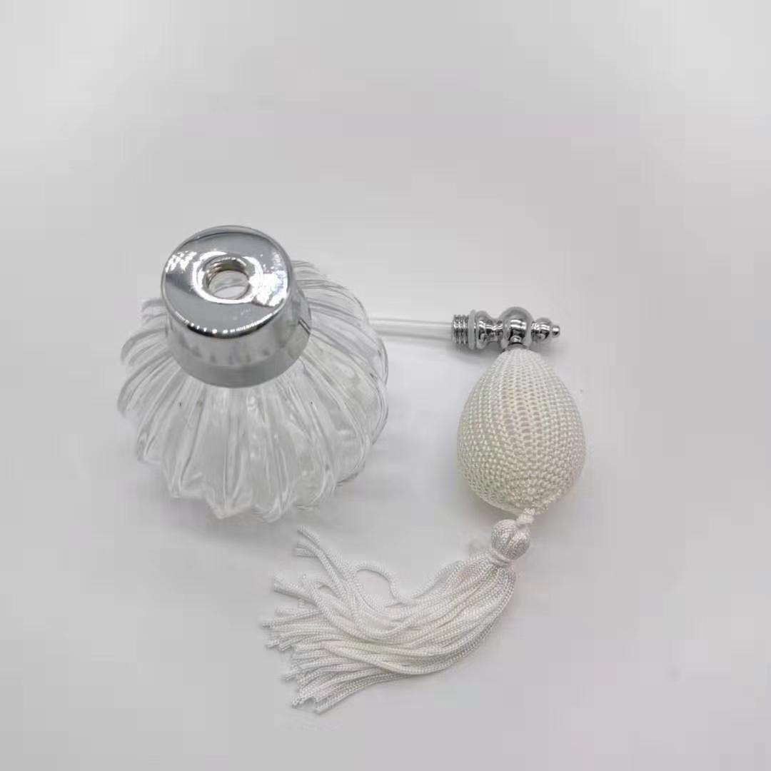 Ball Shape Glass Luxury Vintage Style 100ml Perfume Spray Bottle Colorful Perfume Bulb Atomizer