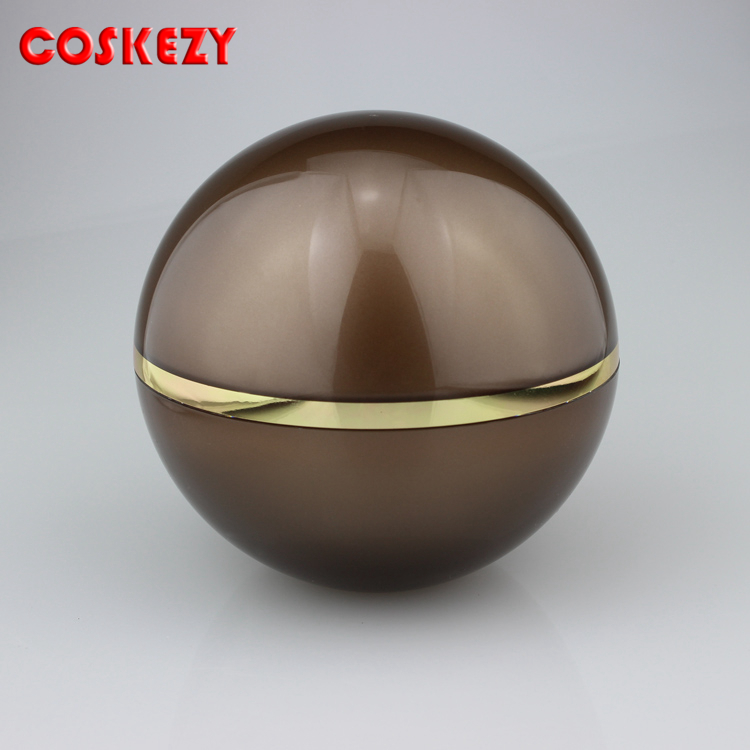 Ball Shape luxury plastic amber cosmetic cream jar and lotion bottle