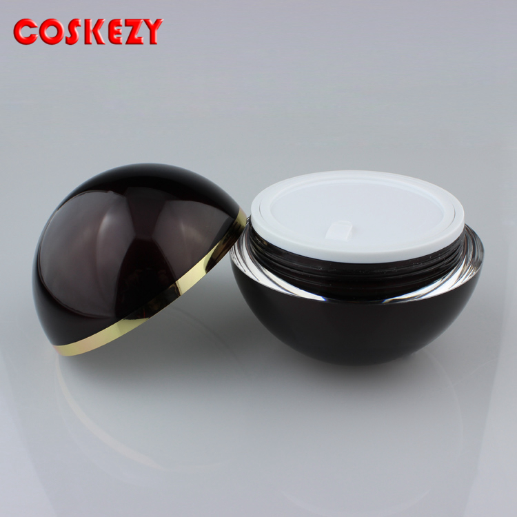 Ball Shape luxury plastic amber cosmetic cream jar and lotion bottle