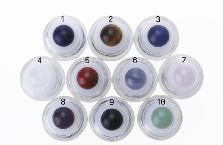 Bamboo Cap 10ml Gemstone Roller Balls Clear Glass Roll On Bottle with Chip Stone Inside