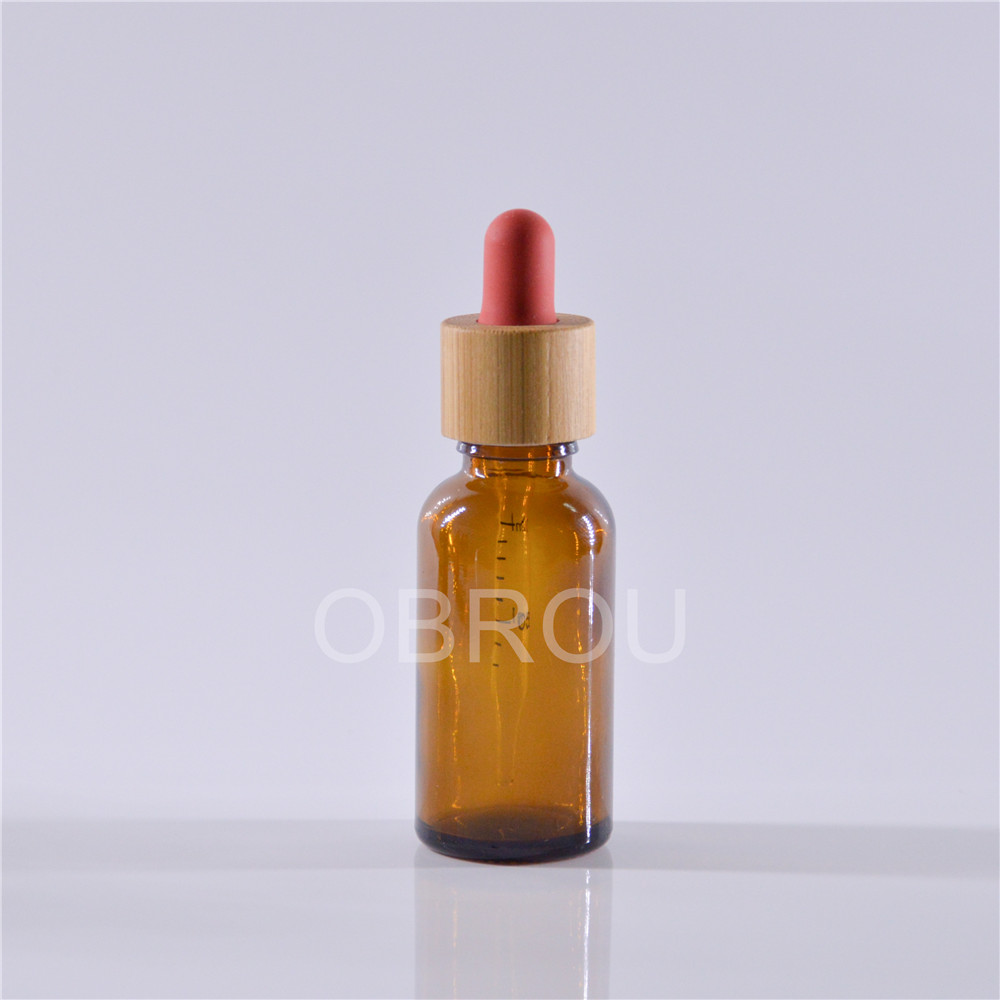 Bamboo Cap Dropper Bottle with Graduated Glass Pipette Size 5ml to 100ml E liquid Essential Oil Amber Glass Dropper Bottles