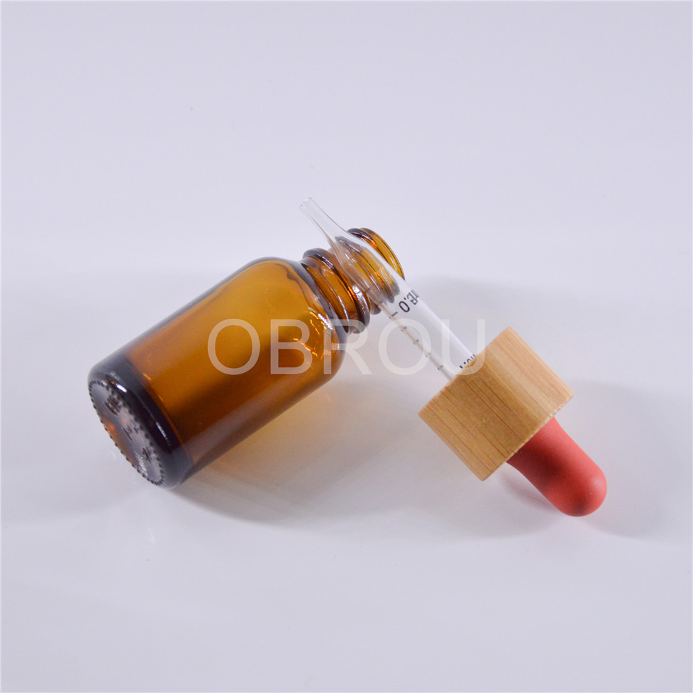 Bamboo Cap Dropper Bottle with Graduated Glass Pipette Size 5ml to 100ml E liquid Essential Oil Amber Glass Dropper Bottles