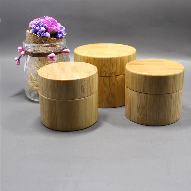 Bamboo Container Glass Cream Jar Portable Travel Cosmetic Packaging Empty Natural Wood Jar 50g