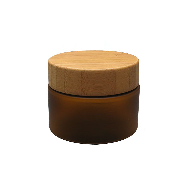 Bamboo Cosmetic packaging 250ml frosted amber plastic cream jar and bottles with press pump caps
