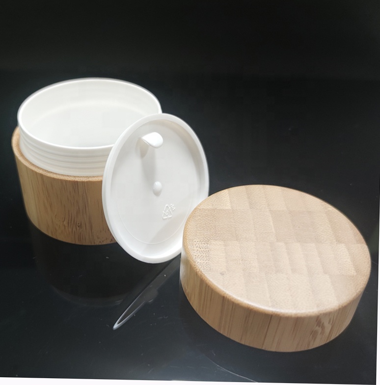 Bamboo Cream Jar PP Plastic Container 10G 20G 30G 50G Empty Refillable Bottle Cosmetic Packaging Pot Bamboo Wooden Jar