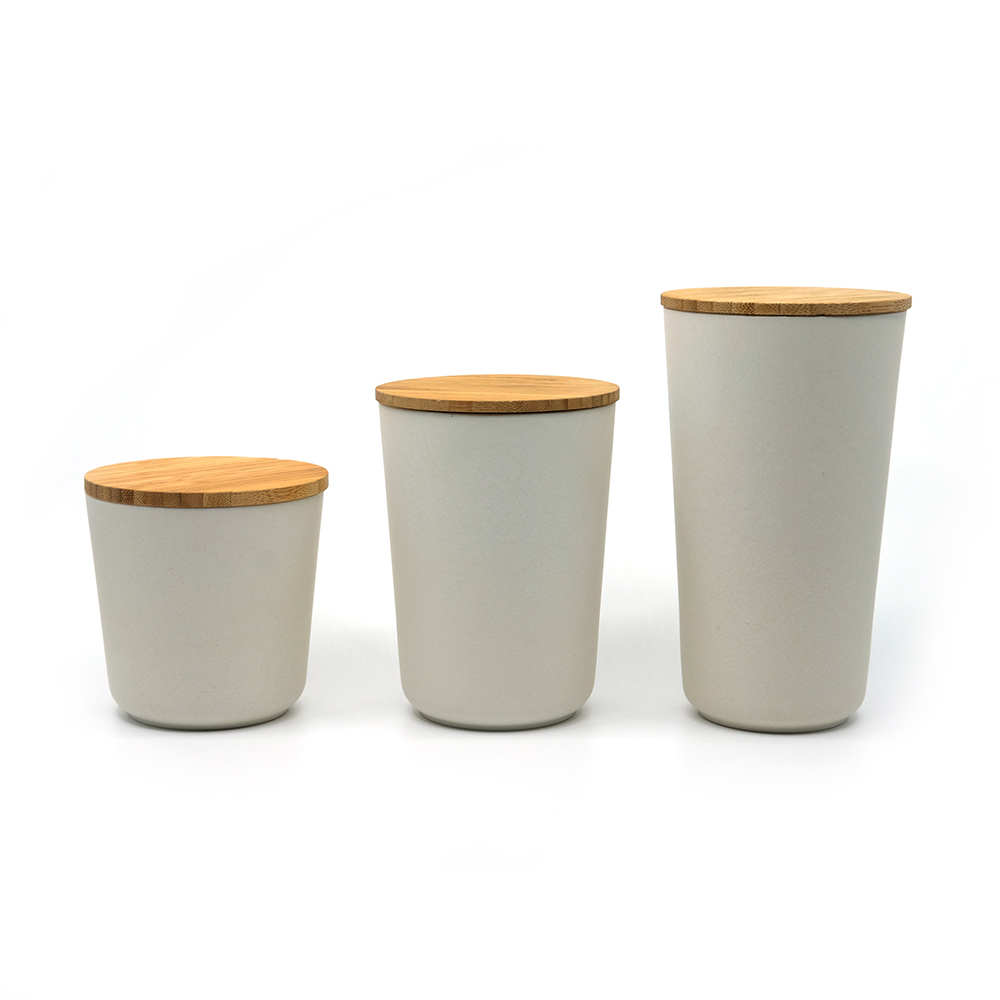 Bamboo Fiber Kitchen Dry Food Storage Container with airtight Lid  Round Canister