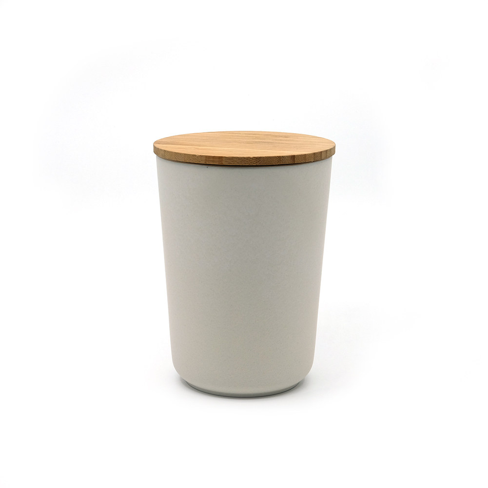 Bamboo Fiber Kitchen Dry Food Storage Container with airtight Lid Round Canister