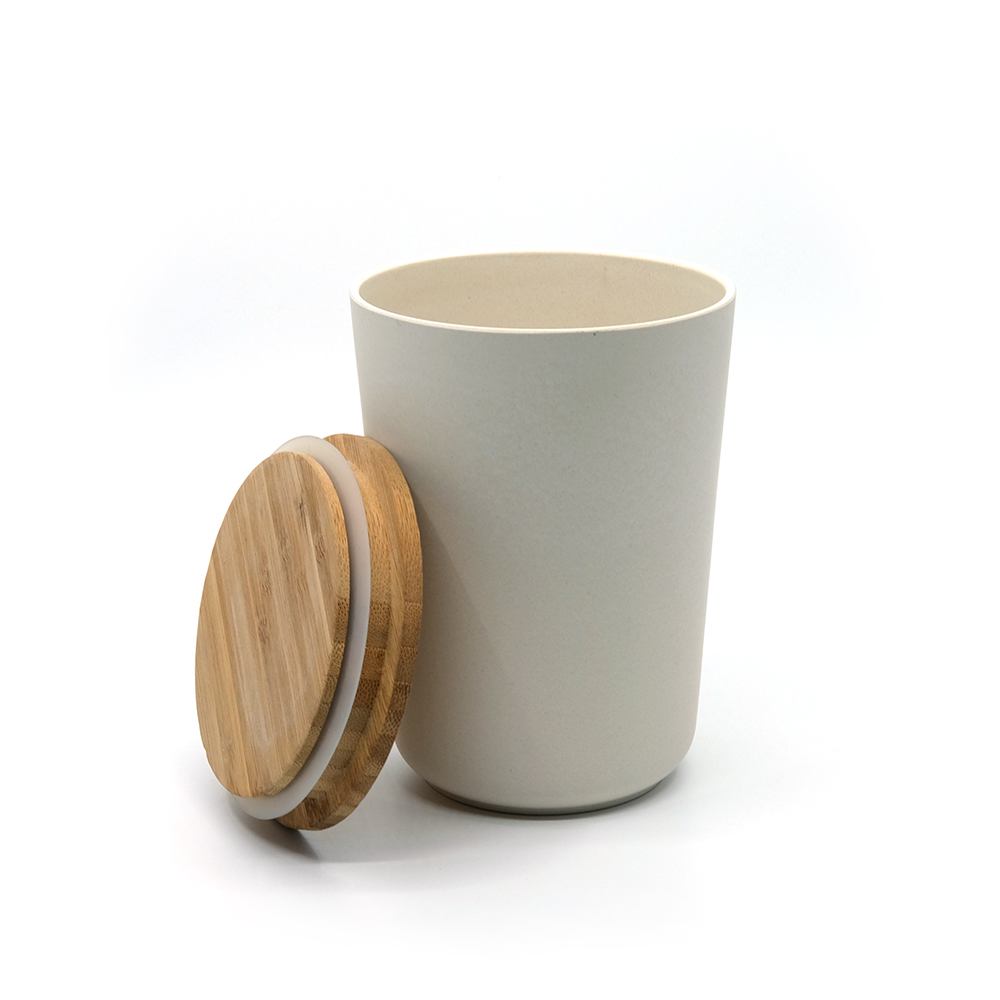 Bamboo Fiber Kitchen Dry Food Storage Container with airtight Lid Round Canister
