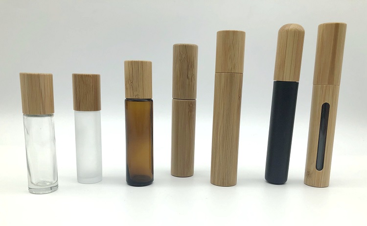 Bamboo Glass Empty Roll on Bottles Roller Bottle With Stainless Steel Roller Ball for Essential Oil Perfume Oils and Lip Balms