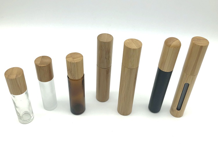 Bamboo Glass Empty Roll on Bottles Roller Bottle With Stainless Steel Roller Ball for Essential Oil Perfume Oils and Lip Balms