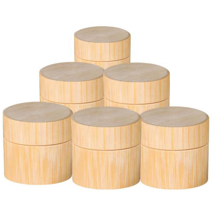 Bamboo Handmade Cosmetics Bottled Portable cream Washing Set glass plastic jar