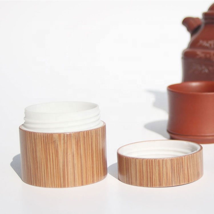 Bamboo Handmade Cosmetics Bottled Portable cream Washing Set glass plastic jar