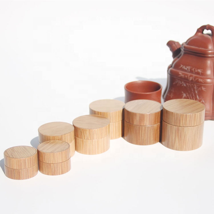 Bamboo Handmade Cosmetics Bottled Portable cream Washing Set glass plastic jar