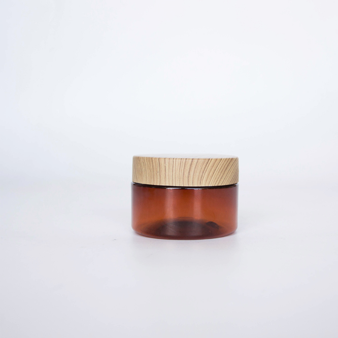 Bamboo Lid Cosmetic Jars 500ml PET Jar, Clear Plastic Jar With Bamboo Lid BPA Free