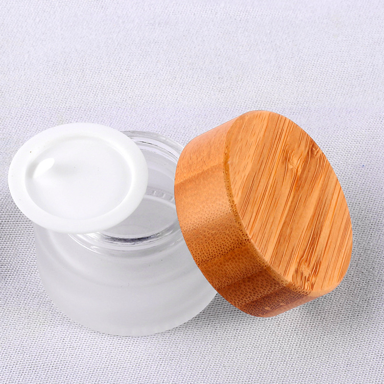 Bamboo Lid Eco Friendly 5g 10g 15g 30g Frosted Cosmetic Lotion Bottle Face Cream Jar With Lid