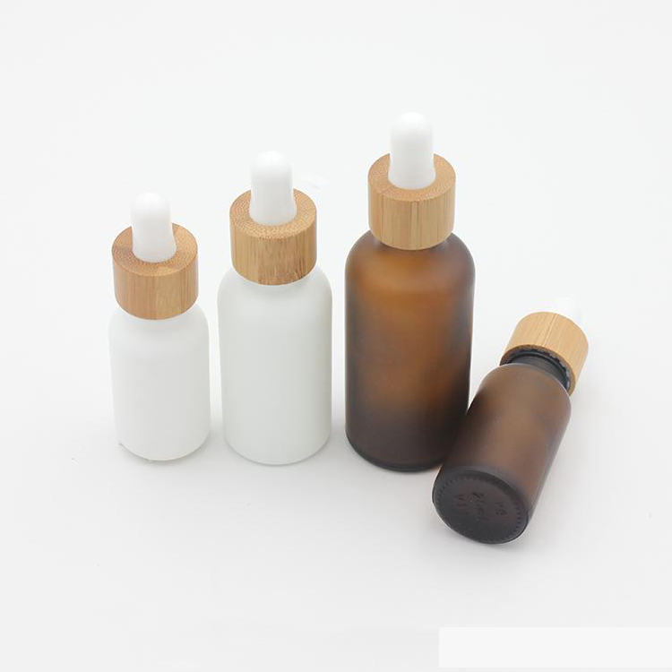 Bamboo Lid Empty Glass 5ml 10ml 30ml 50ml 100ml Bottle For Essential Oil With Dropper