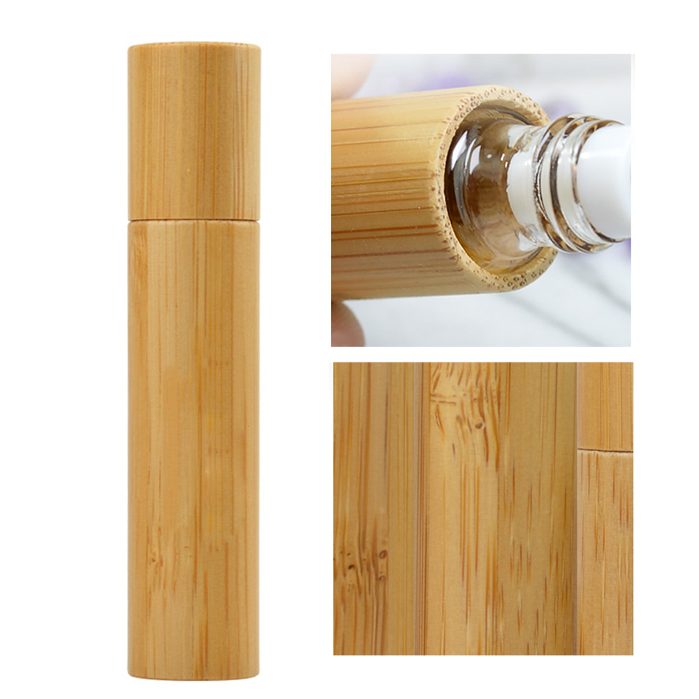 Bamboo Perfume Essential Oils Roller Ball Empty Glass Roll On Bottles