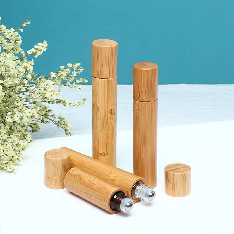 Bamboo Perfume Essential Oils Roller Ball Empty Glass Roll On Bottles