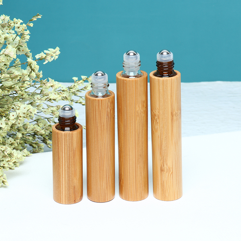 Bamboo Perfume Essential Oils Roller Ball Empty Glass Roll On Bottles