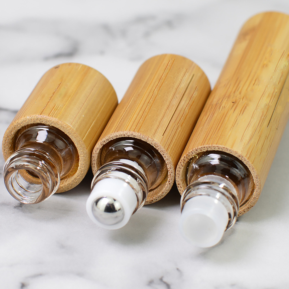 Bamboo Perfume Essential Oils Roller Ball Empty Glass Roll On Bottles