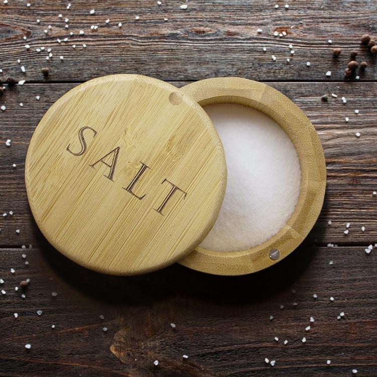 Bamboo Salt Box Beautiful Handy Container for Kitchen Round bamboo spice box Food Grade Pepper Shakers Seasoning Jar