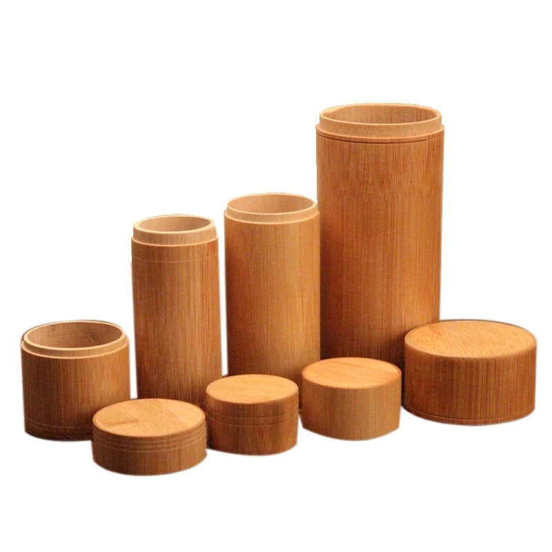 Bamboo Storage Bottles with Lid Eco-friendly Kitchen Food Canister with Woca Wax Oil Surface Treatment Bamboo Container