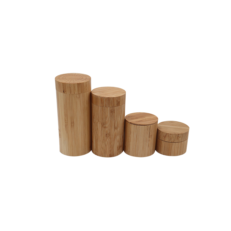 Bamboo Storage Bottles with Oil Surface Treatment Food Grade Eco-friendly Bamboo Container Custom Size Canister