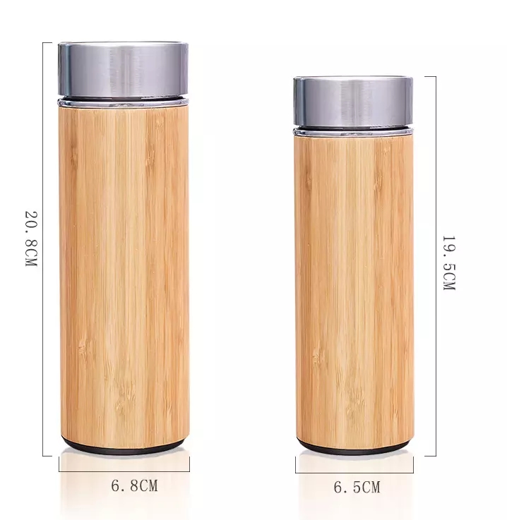 Bamboo Tea Infuser Stainless Steel Water Bottle,Vacuum Bamboo Tumbler
