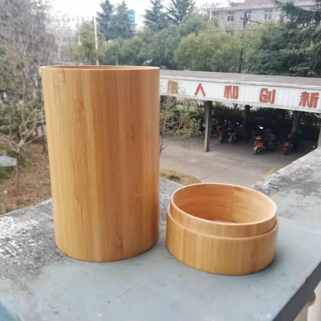 Bamboo Wood Storage Bottles with Lid 2mm Thickness Bamboo Container Wax Oil Surface Food Grade Durable Canister