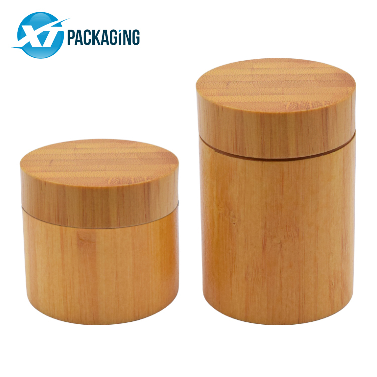 Bamboo Wooden Cosmetic Storage Glass Jar With childproof lid bottle jar packaging container