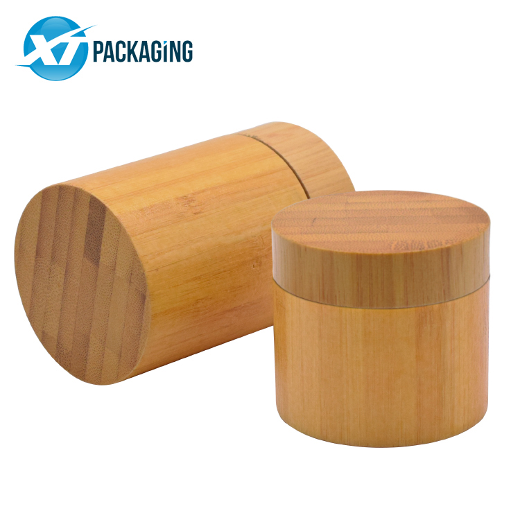 Bamboo Wooden Cosmetic Storage Glass Jar With childproof lid bottle jar packaging container