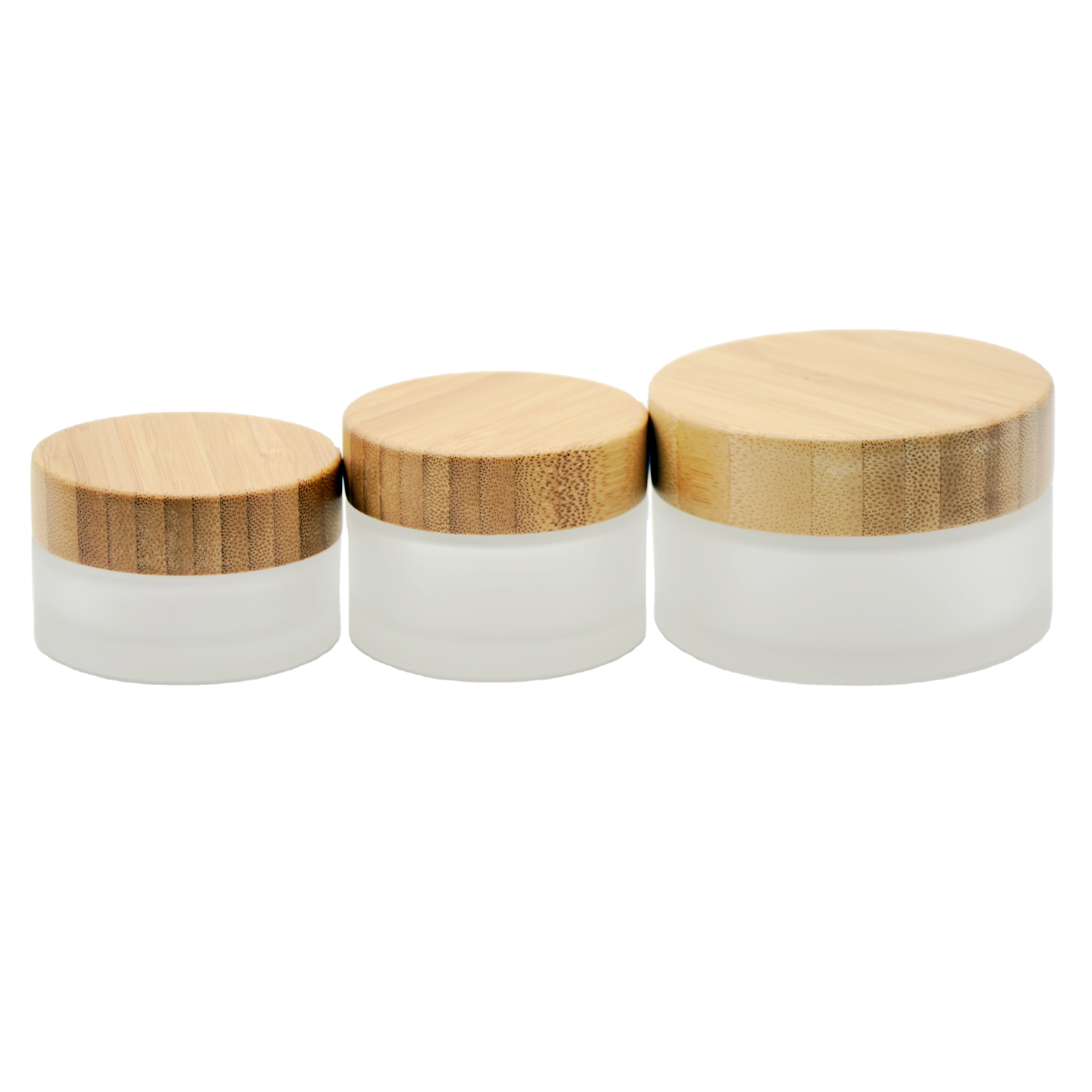 Bamboo and wood covered clear cream bottle 30g glass cream jar