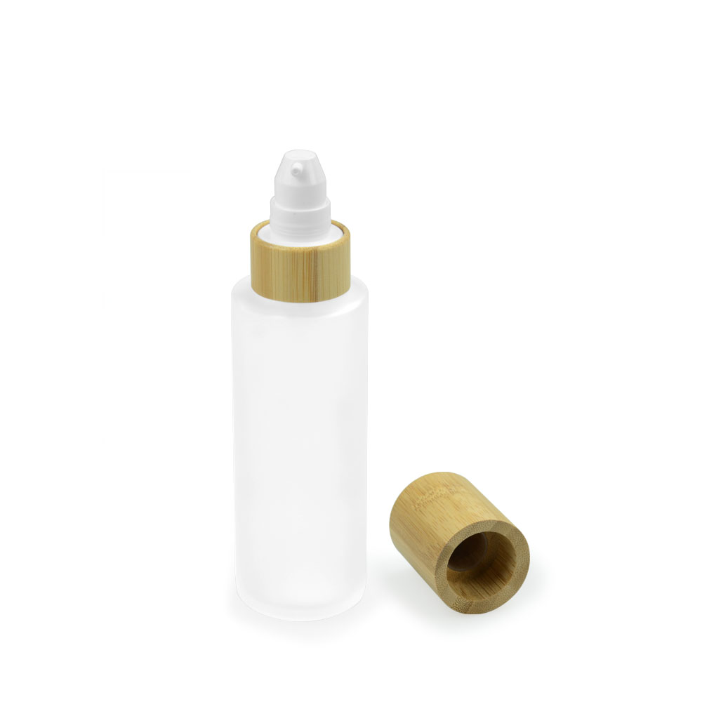 Bamboo bottle packaging 15ml essential oil bottle, round glass dropper serum bottle with bamboo lid
