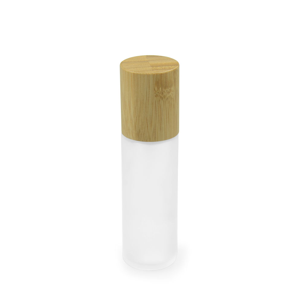 Bamboo bottle packaging 15ml essential oil bottle, round glass dropper serum bottle with bamboo lid