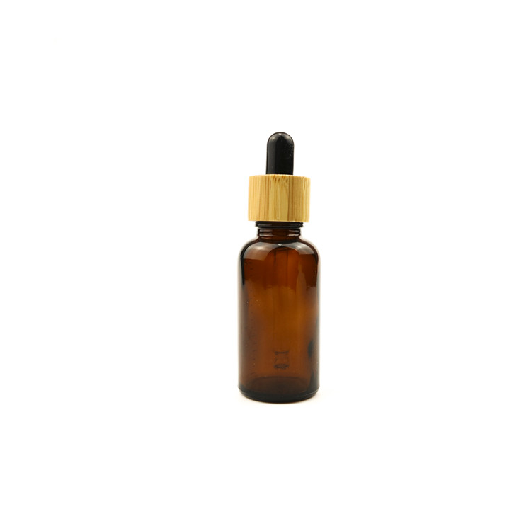 Bamboo cap cosmetic empty bottle for essential oil dropper bottle 15ml 20ml 30ml 50ml 1oz 2oz amber glass essential oil bottle