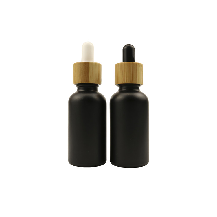 Bamboo cap cosmetic empty bottle for essential oil dropper bottle 15ml 20ml 30ml 50ml 1oz 2oz amber glass essential oil bottle