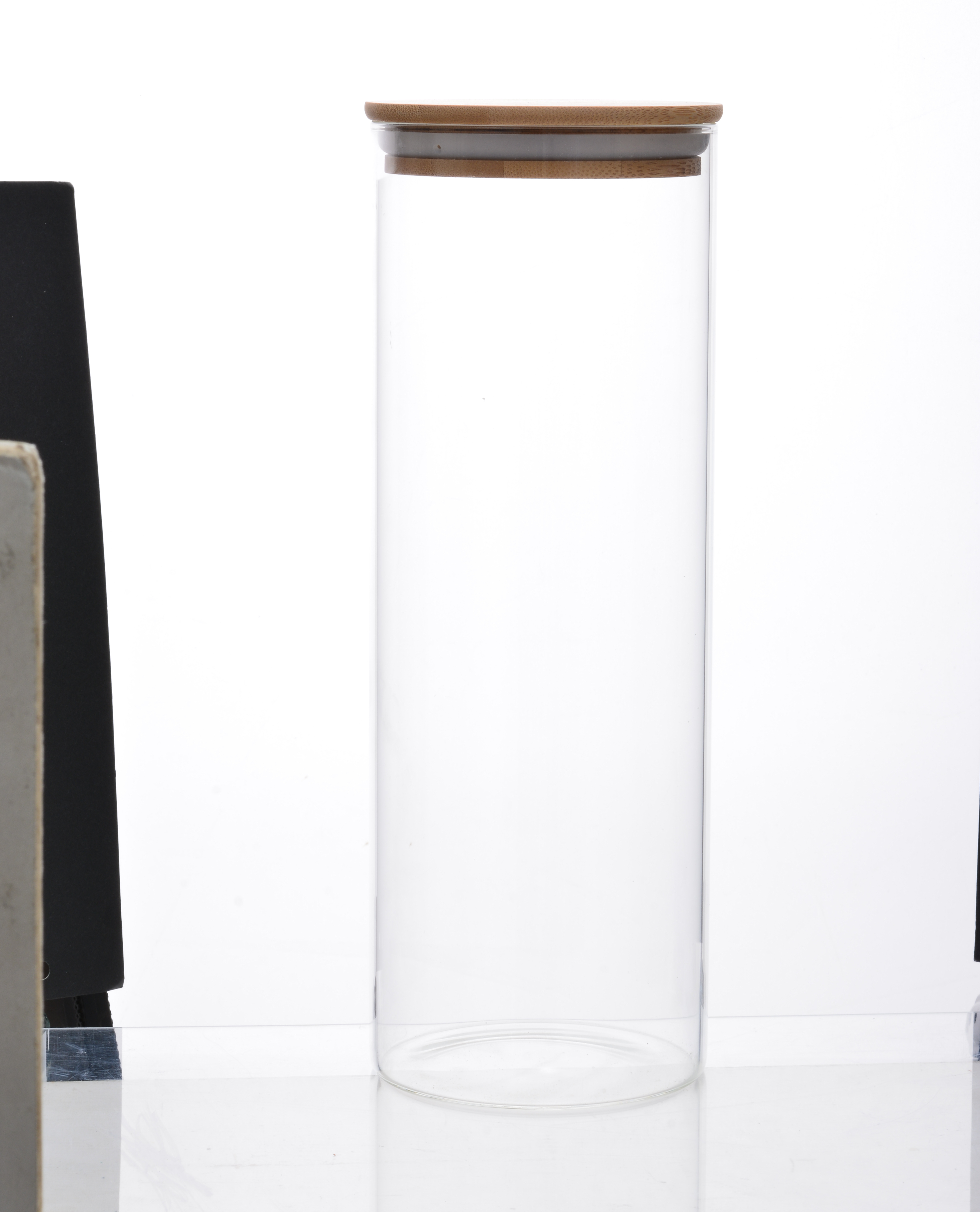 Bamboo cap transparent small bottle jar empty bottle