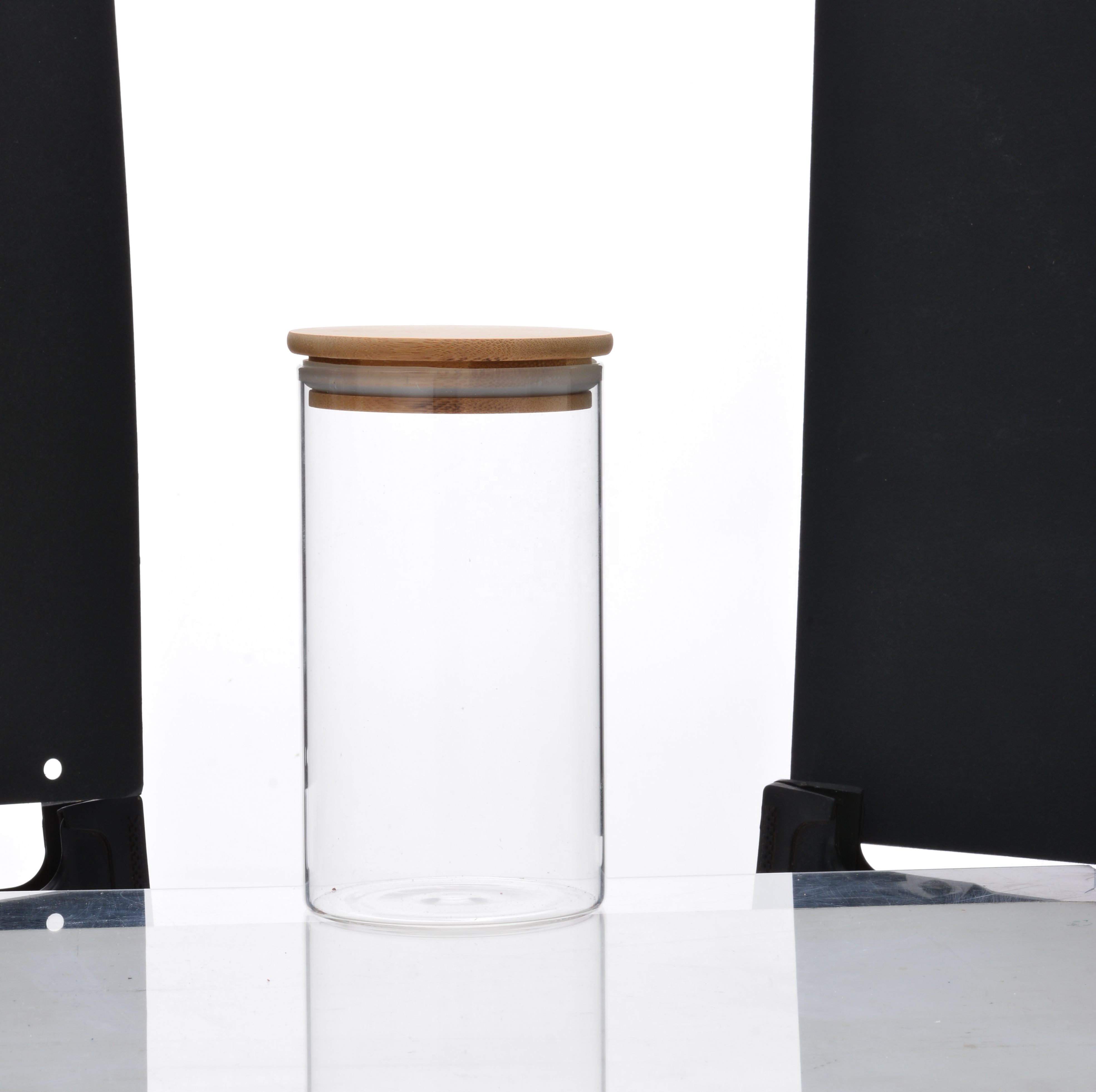 Bamboo cap transparent small bottle jar empty bottle