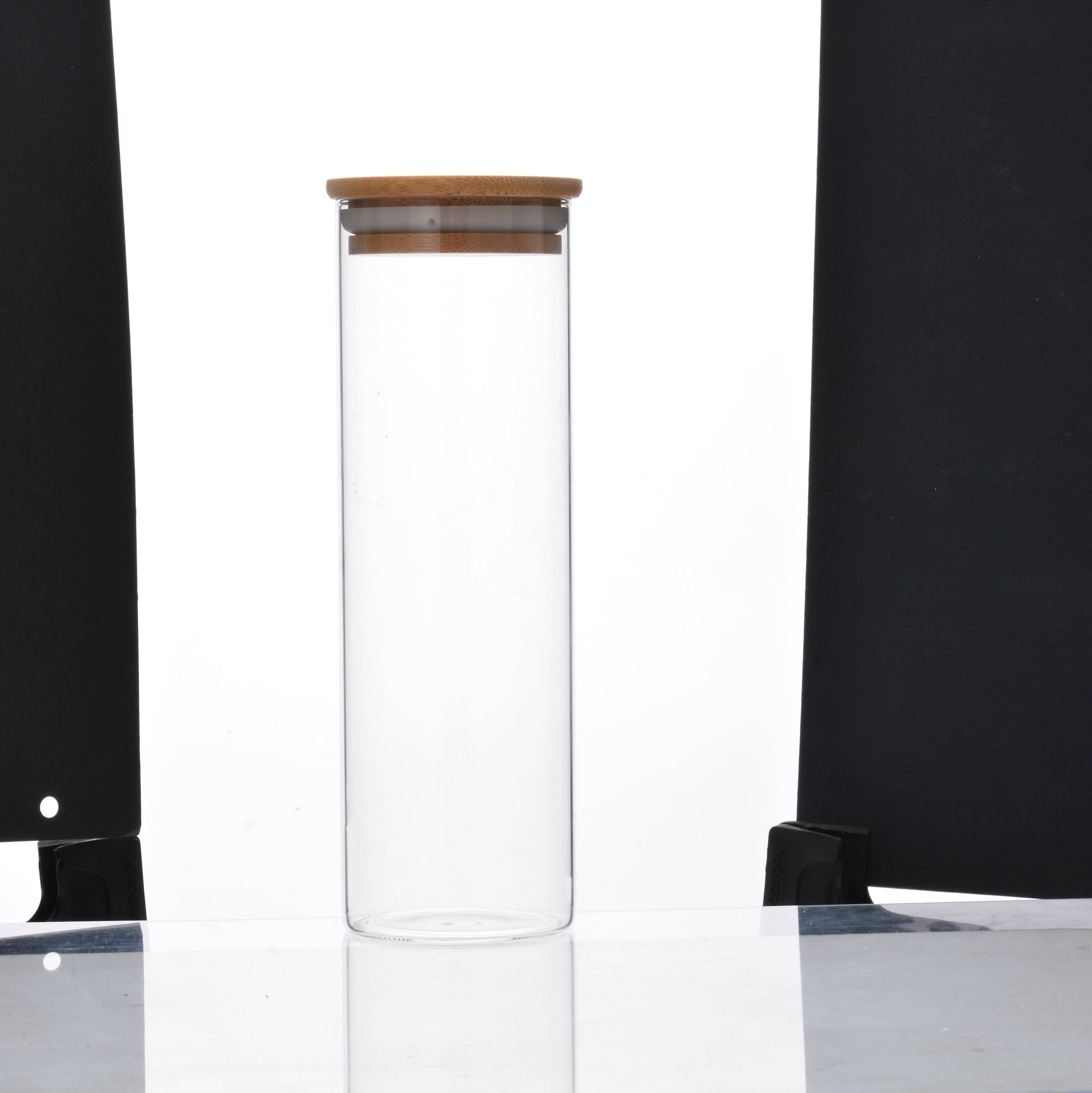 Bamboo cap transparent small bottle jar empty bottle