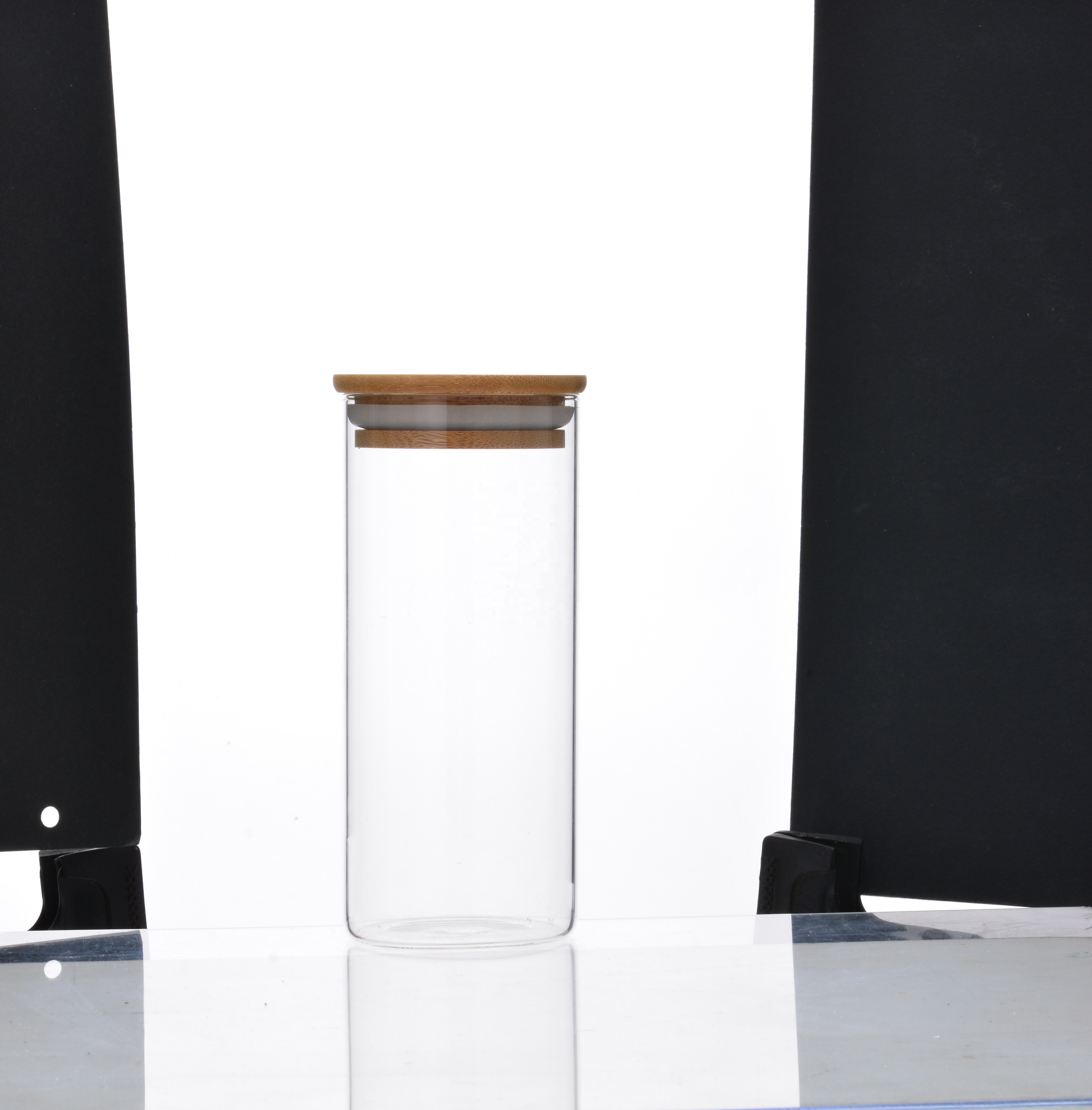 Bamboo cap transparent small bottle jar empty bottle