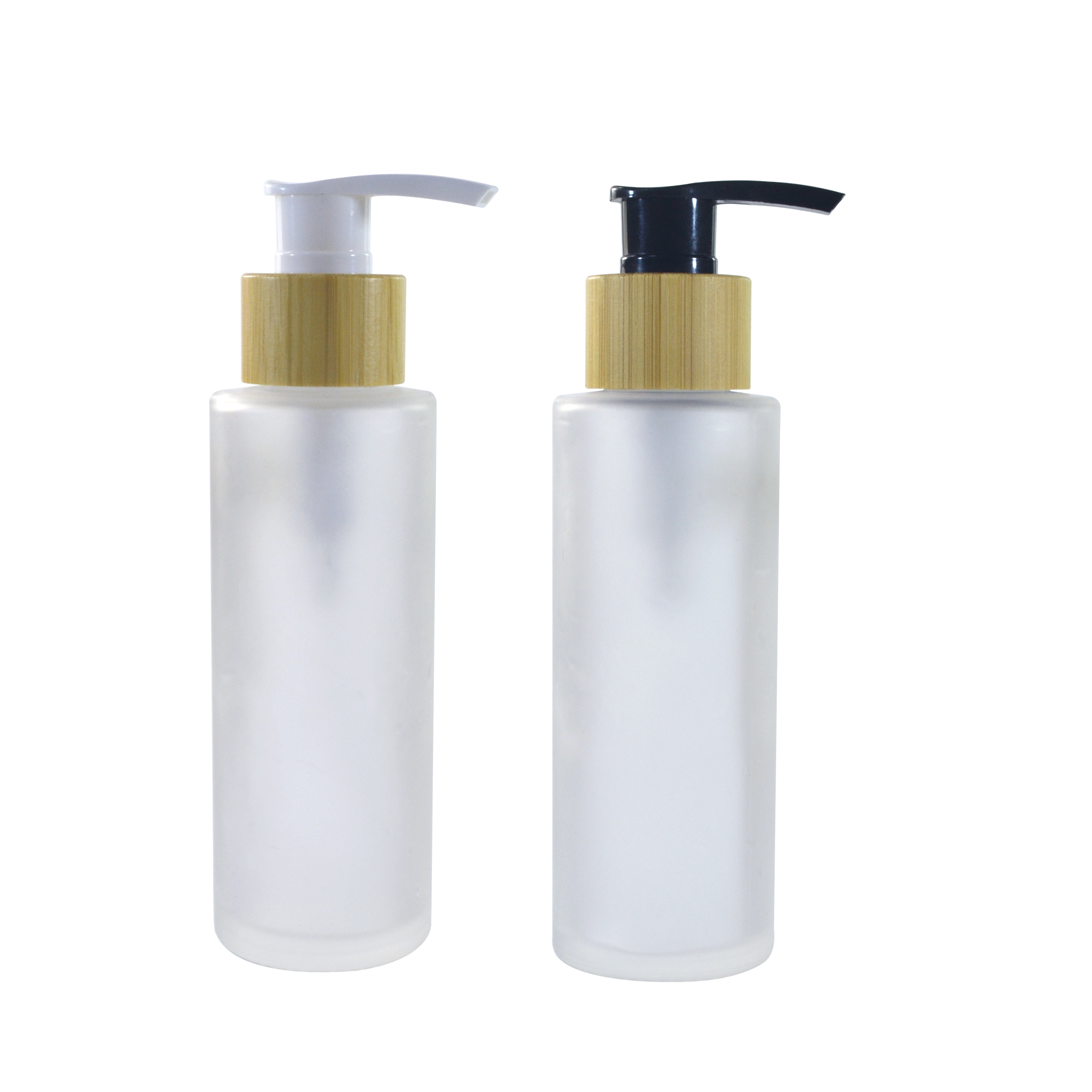 Bamboo cosmetic packaging 30ml 50ml 100ml 120ml 150ml flat shoulder frosted clear perfume glass spray bottle with bamboo sprayer