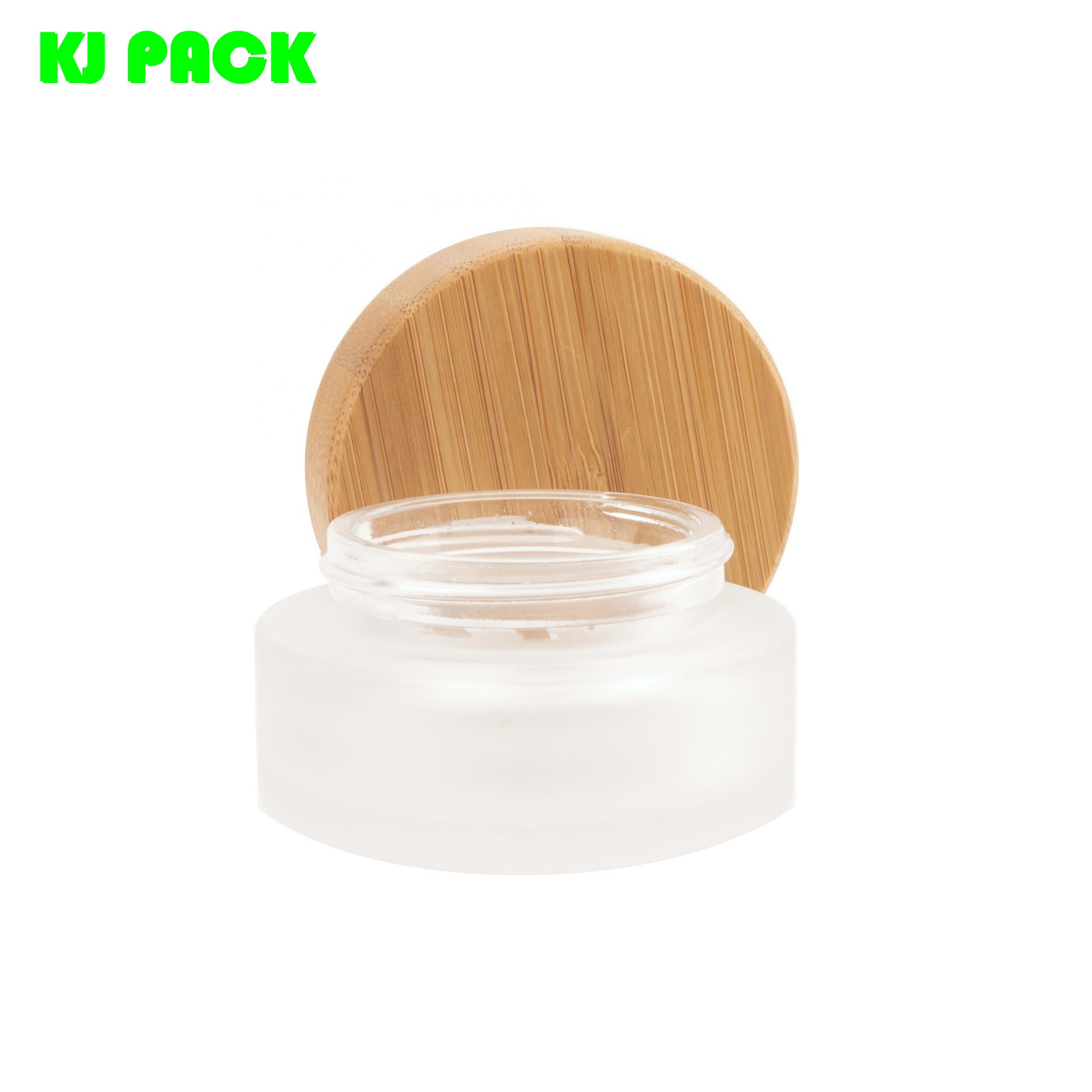 Bamboo cover frosted glass cream bottle portable empty beauty and makeup jar