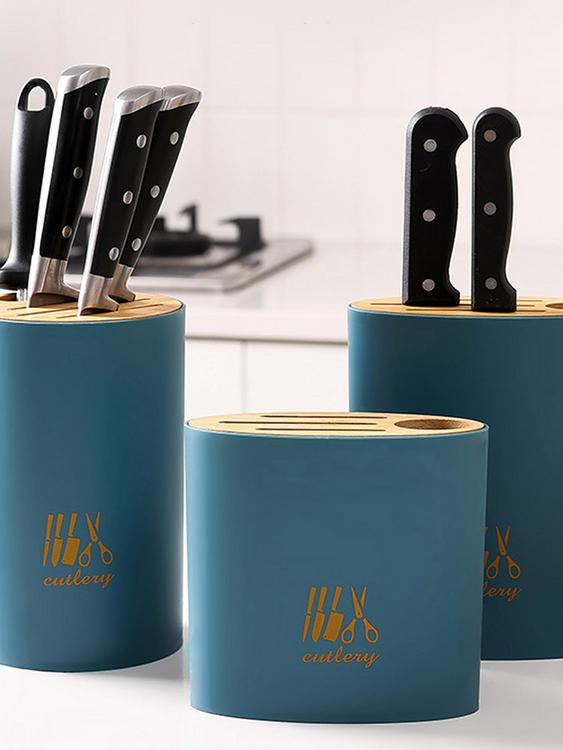 Bamboo cover knife holder simple knife storage rack household kitchen supplies multi-function rack kitchen storage tools