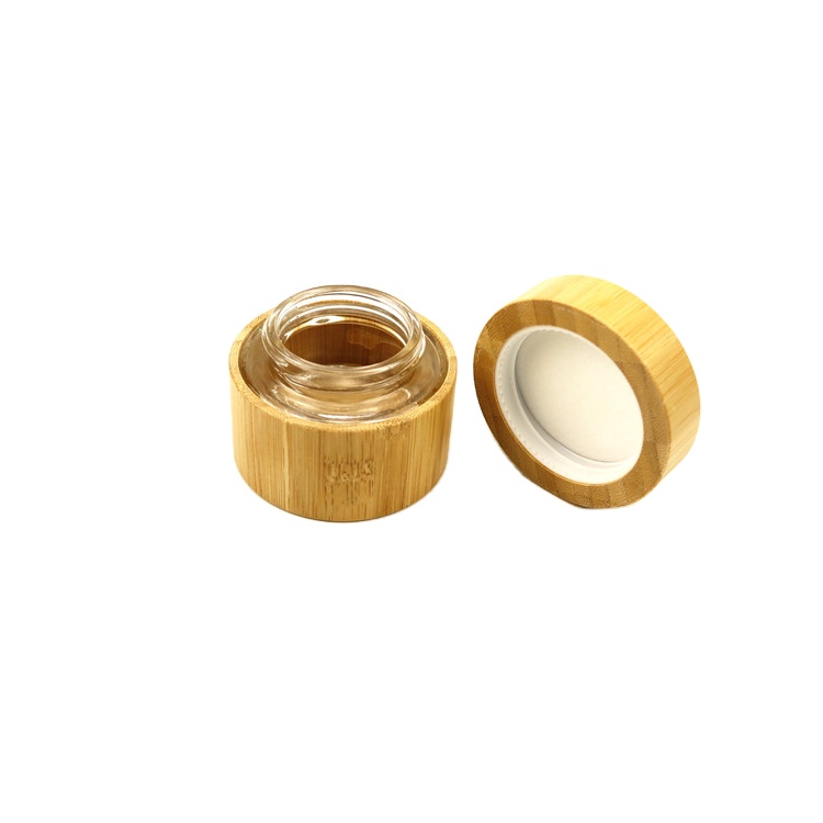 Bamboo cream jar cosmetic container inner glass  15ml 30ml 50ml 100ml bamboo  cosmetic jar