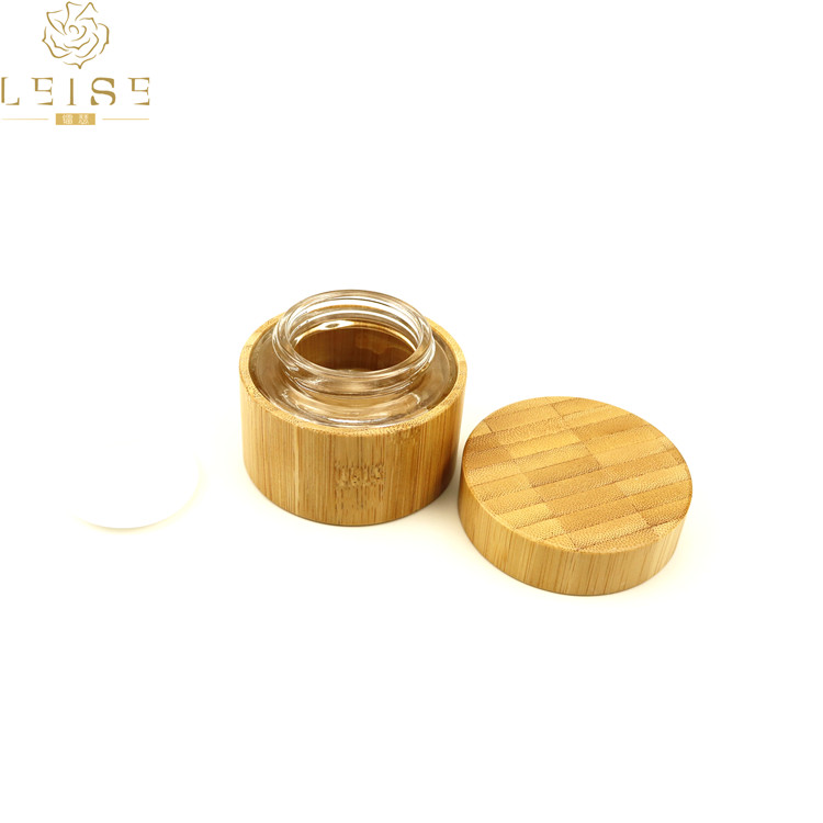 Bamboo cream jar cosmetic container inner glass 15ml 30ml 50ml 100ml bamboo cosmetic jar