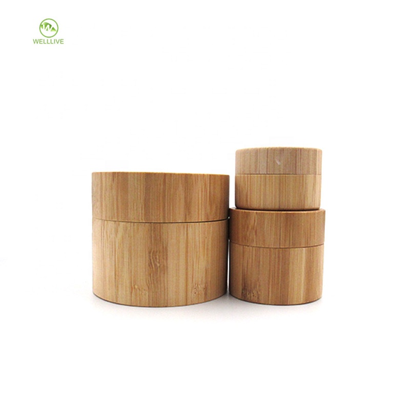 Bamboo cream jar empty PP plastic inner skin whitening face cream ciontainer 10g 15g 30g 50g 100g