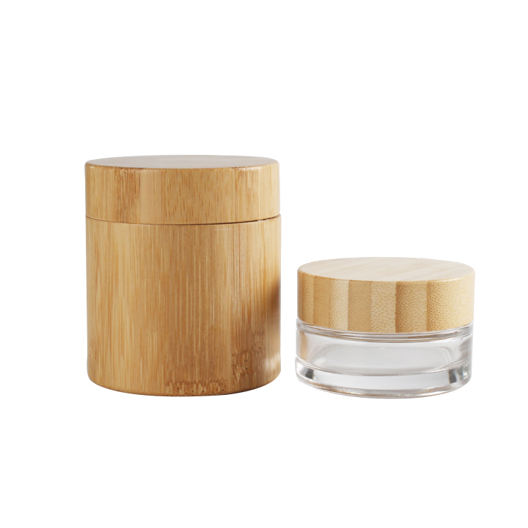 Bamboo customized packaging bamboo glass jar 100ml body packaging bamboo jars